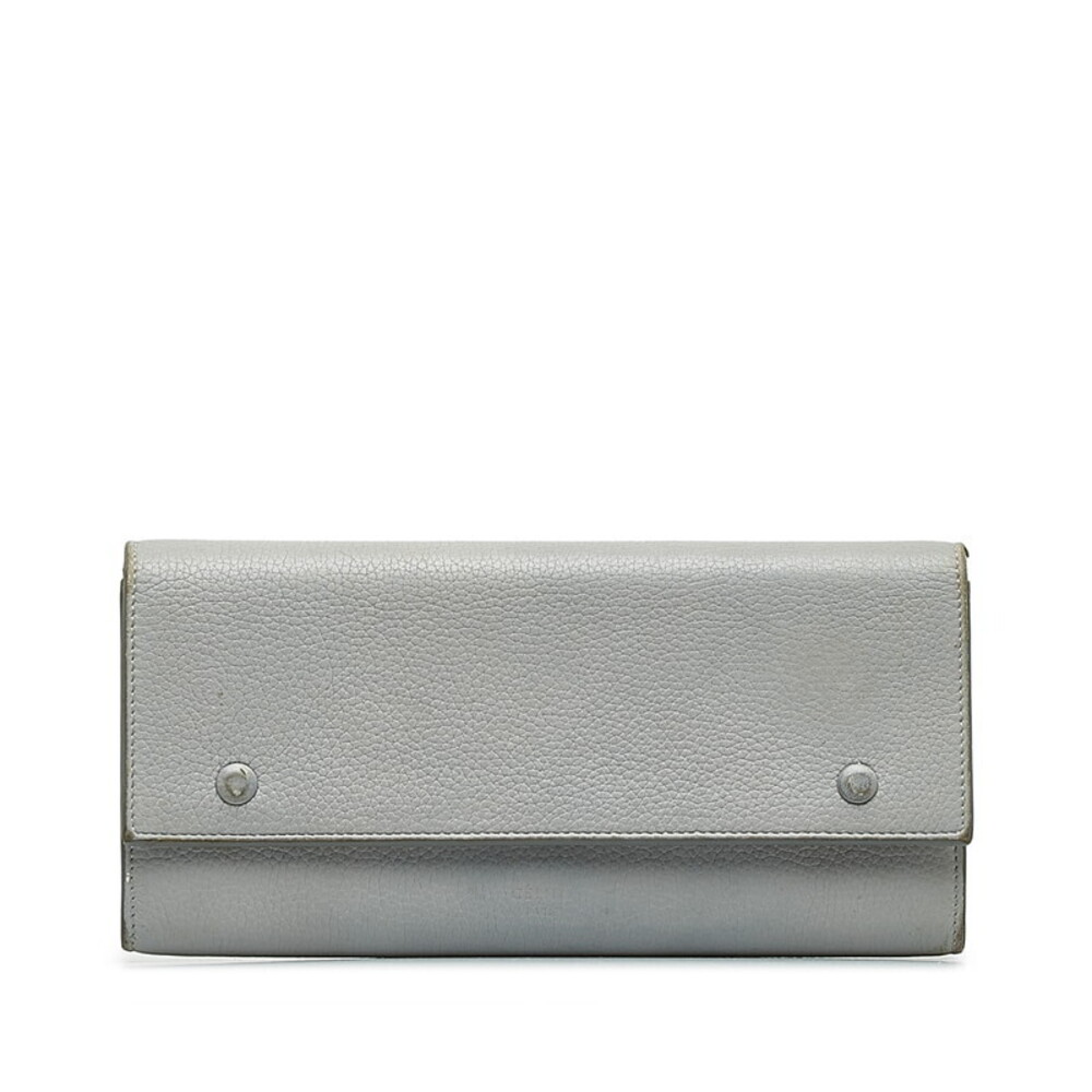 Celine Flap Multi Function Long Wallet Gray Leath… - image 1